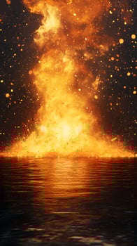 Fiery Eruption Reflected in Dark Water photo