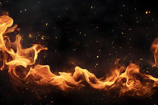Flames and Embers Against Black Background photo