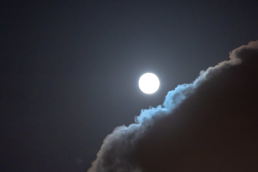 Full moon with clouds. Night sky background photo