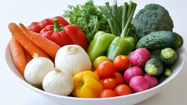 Colorful Assortment of Fresh Vegetables in a Bowl photo