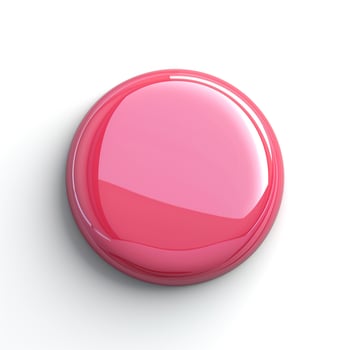 A glossy, round, pink button with a smooth surface and vibrant color, set against a clean white background. photo