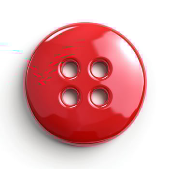A glossy red button with four holes, symbolizing fashion and textiles. photo