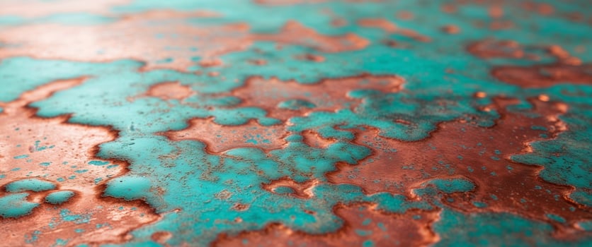 A close up of a copper and blue surface photo