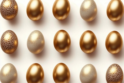 Golden easter eggs on white background 3d rendering photo