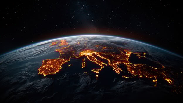 Stunning Night View of Europe from Space City Lights Illuminating the Continent photo