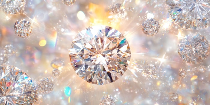 Sparkling diamond surrounded by shimmering light reflections, showcasing brilliance and elegance, perfect for luxury jewelry and fashion, luxury concept photo