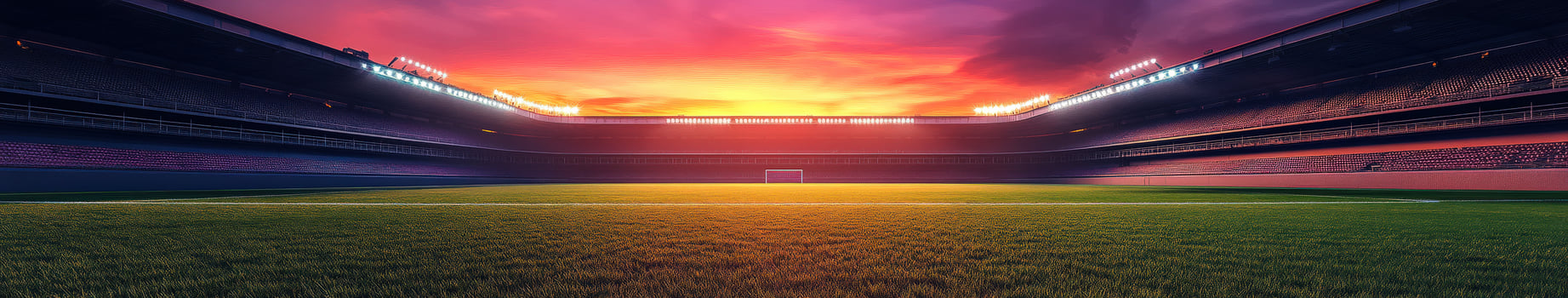Sunset over a spacious stadium field during a sports event photo