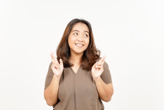 A woman is making a gesture with her hands photo