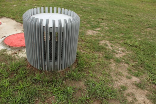 Decorative grille on the ventilation grille in grey photo