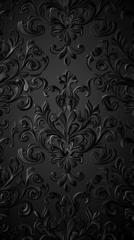 A textured black wallpaper featuring intricate floral patterns and swirls, creating a sophisticated and elegant design. photo