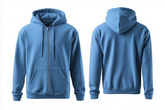 Blue hoodie mockup with zipper mockup photo