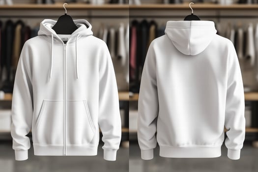 White hoodie mockup with hood and zipper photo