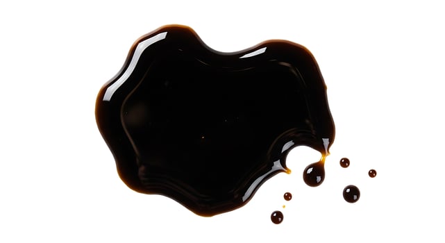 Dark Brown Liquid Spill Isolated Background Texture Design oil ink wet drip flow white sauce paint photo
