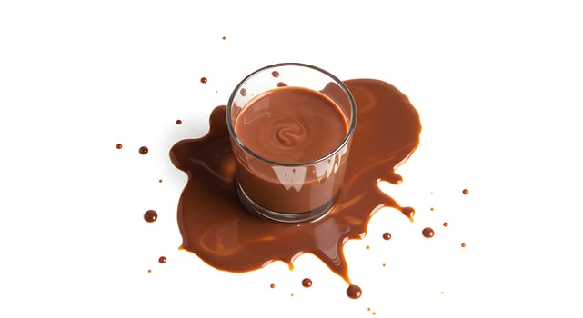Delicious Chocolate Milk Drink Spilled Glass Brown Sweet hot ice food drip flow rich cold cake mood photo