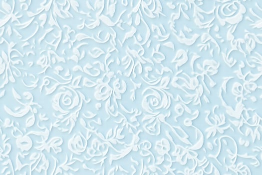 Seamless delicate floral lace pattern on a light blue background, featuring intricate swirls and rose motifs, creating a soft and elegant texture. Wedding texture background. photo