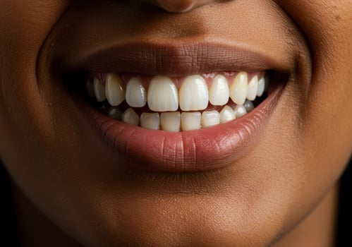 Radiant smile of a woman displaying healthy, clean, and brilliantly white teeth. photo