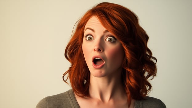 Portrait of a young woman with surprised face expression photo