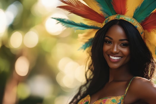 A beautiful woman in a colorful costume photo