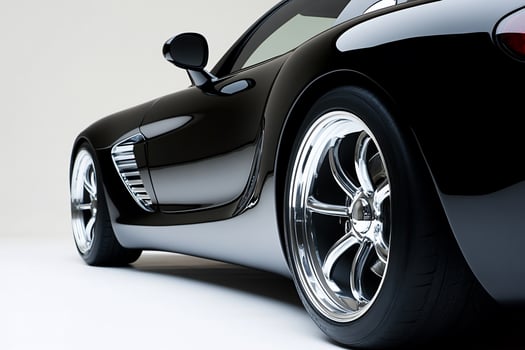 A black sports car is shown in this image photo