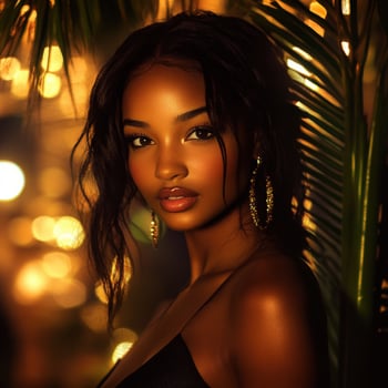 A beautiful black woman with big earrings photo