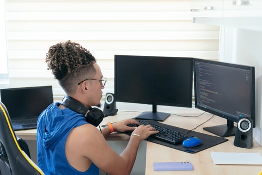 Computer Programmer Working From Home photo