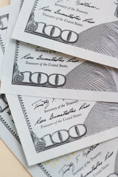 One hundred US dollars banknotes. Cash concept photo