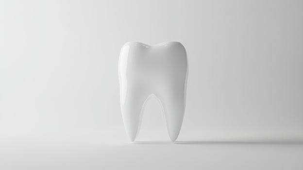 Realistic tooth model on white background for dental health concept photo