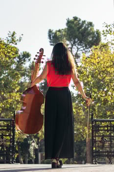 Female musician with her cello. photo