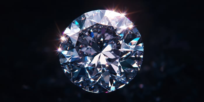 Radiant diamond with brilliant sparkle isolated on dark background photo