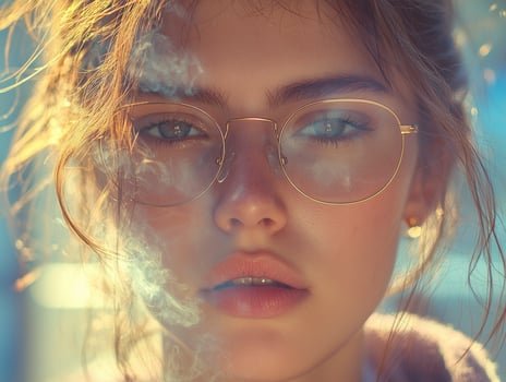 In the realm of marketing mastery, a beacon of insight emerges, a luminary whose vision is as clear as the lenses that adorn her face With a posture of serene ease, she beckons, radiating warmth and photo