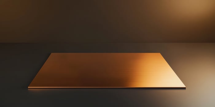 Copper sheet on dark background showcasing industrial and construction material concept photo