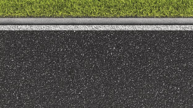 Roadway with fresh asphalt and green grass alongside for urban concepts photo