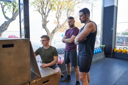 Group of athletes preparing for training photo