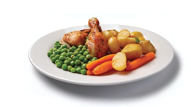 Roasted Chicken Potatoes, Carrots, and Peas A Hearty and Healthy Meal photo