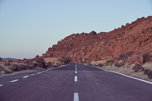Roadway along mountain ridge in nature photo