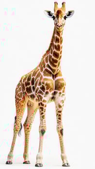 Giraffe standing tall with distinctive patterns in a bright, neutral background during the day photo