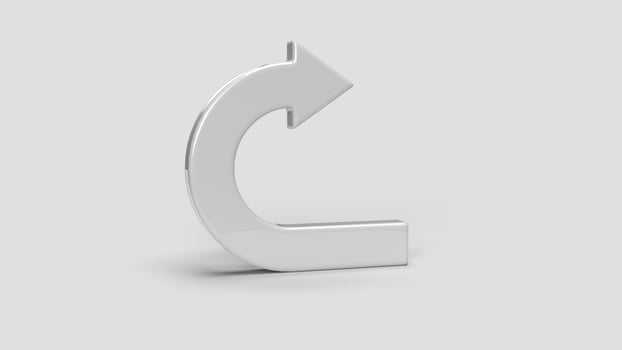white 3D return symbol on white backdrop photo