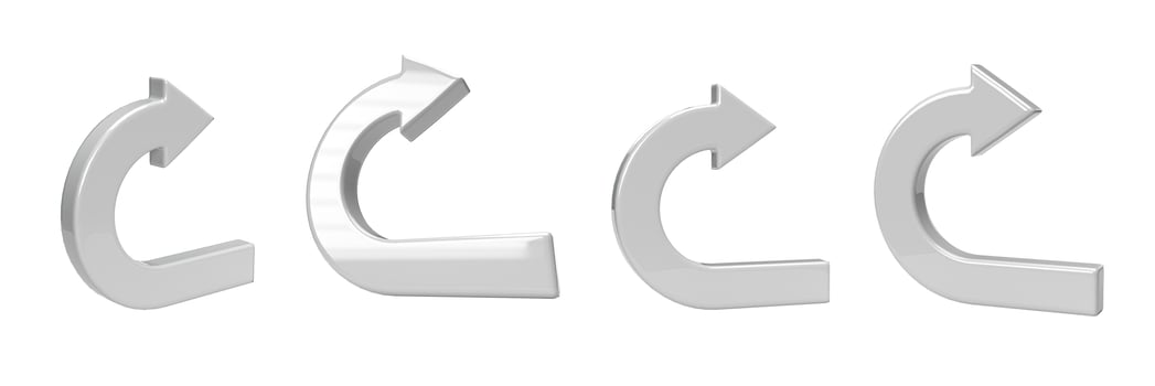 four white 3D return symbols photo