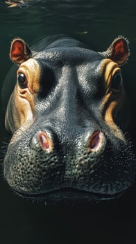 Close encounter with a hippo in its natural habitat during the day photo