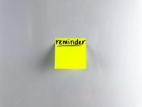 Reminder on self adhesive note paper photo