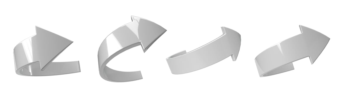 four 3D curved arrow symbols photo
