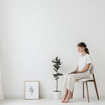 Young woman reading a book at home. Slow living concept. Menthal health concept. photo