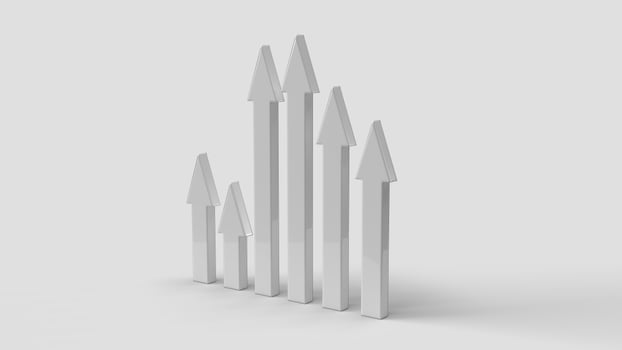 white 3D graphic style arrows on the white backdrop, left view photo