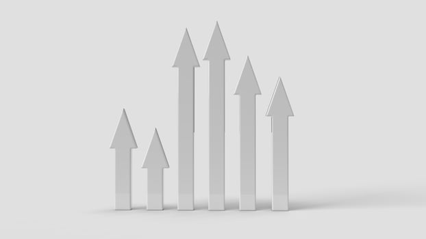 white 3D graphic style arrows on white backdrop photo