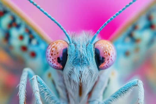 A close up of a butterfly with blue eyes photo