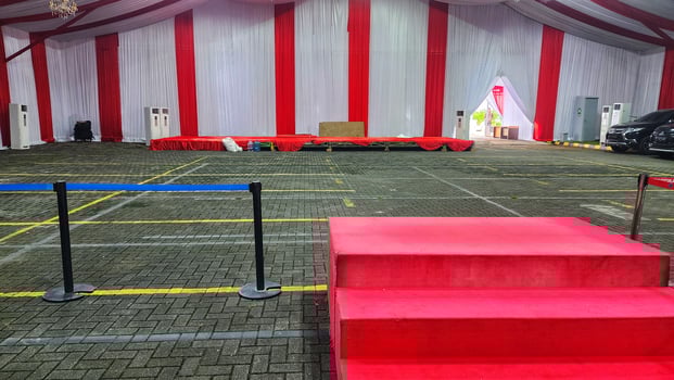 Outdoor Event Stage Setup Under the Tent photo