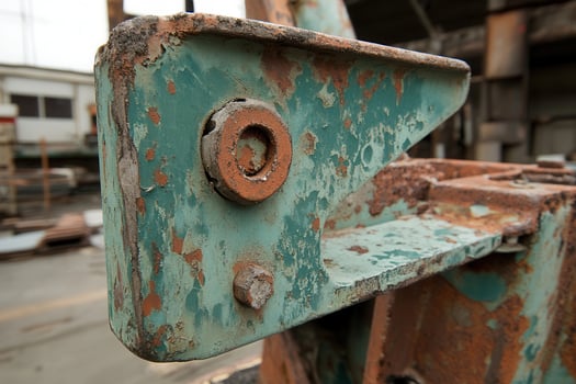 Close-up of a rusty industrial machinery part. photo