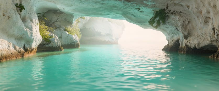 Serene Coastal Cave with Clear Turquoise Water photo
