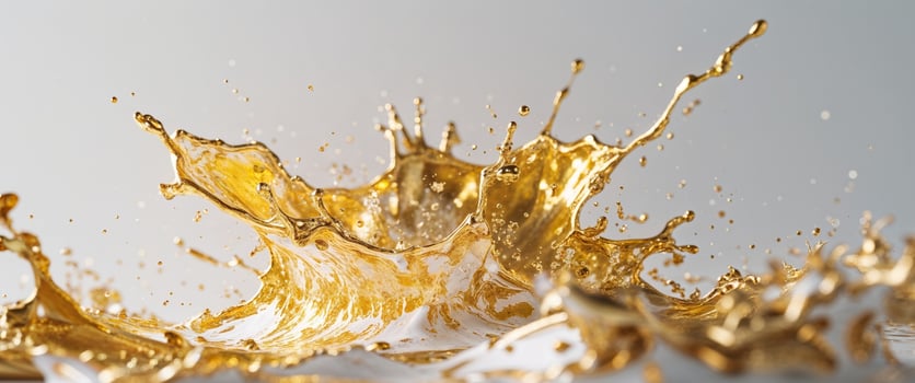 Gold liquid splashing on a white background photo