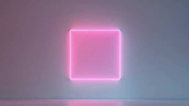 A neon pink square with soft glow effect on a solid background. photo